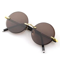 rimless glass sunglasses man woman natural crystal stone sun glasses round vintage driver shades male anti eye dry scratch uv400