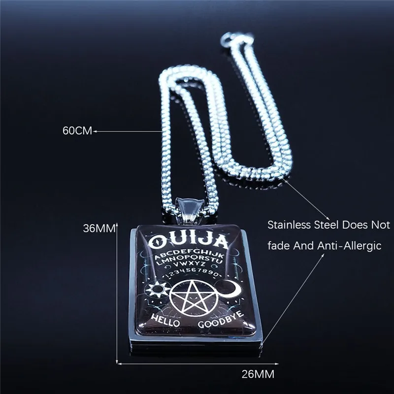 

Witchcraft Divination Pentagram Sun Moon Stainless Steel Glass Pendant Necklace Women/Men Silver Color Geometry Jewelry N5200S03