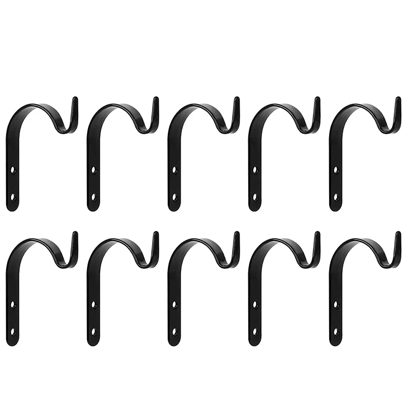 

10 PCS Hanging Bracket Wall Hooks Plant Wall Hook Iron Bracket Hooks For Hanging Wind Chimes And Lanterns (Black)