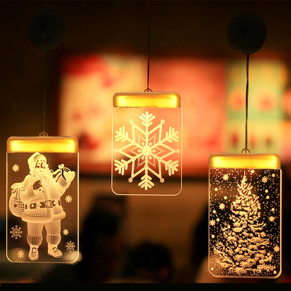 Рождественский светодиодный Сказочный светильник s акриловый Теплый Белый 3D