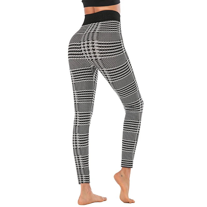 

2020 New Black Waist Plaid Leggings For Women High Waist Seamless Jeggings Female Push Up Skinny Workout Leggings