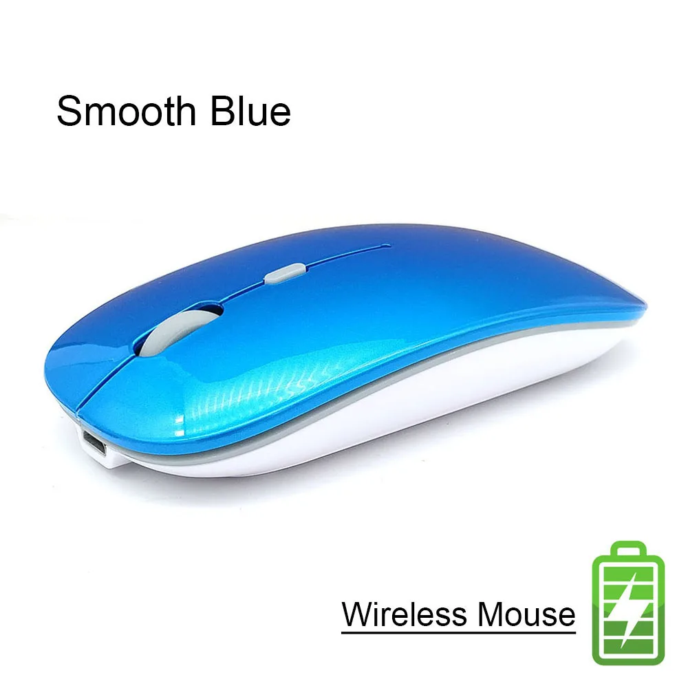 Bluetooth мышь, компьютерная беспроводная мышь, бесшумная компьютерная перезаряжаемая эргономичная мышь, 2,4 ГГц, USB оптические мыши для ноутбука, ПК - Цвет: Smooth Blue