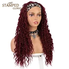 Великолепный кудрявый синтетический парик с печатью, красный парик, натуральные волнистые волосы, термостойкие волоконные синтетические парики для чернокожих женщин
