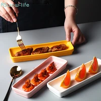 nordic ceramic oval tray eco friendly solid color japanese dim sum sushi plate oven microwave dishwasher available dishes