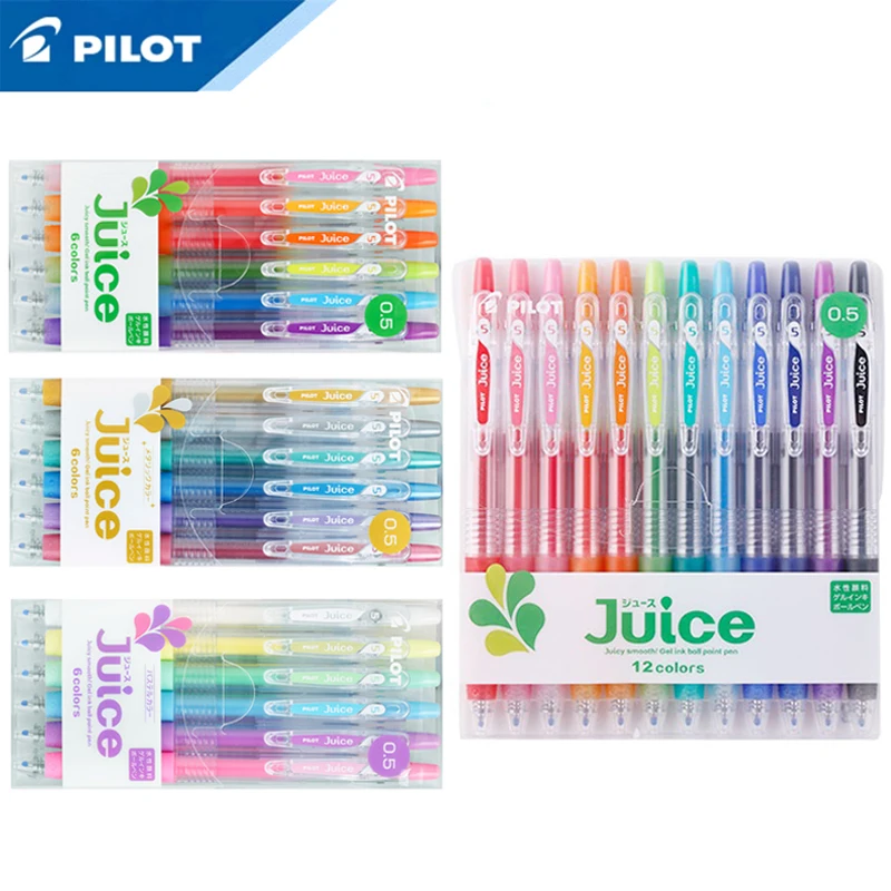 Japanese Pilot 6/12pcs Set Juice Series Colour Neutral Pen LJU 10EF 0.5mm Push Used for Students'Signature|Гелевые ручки| |