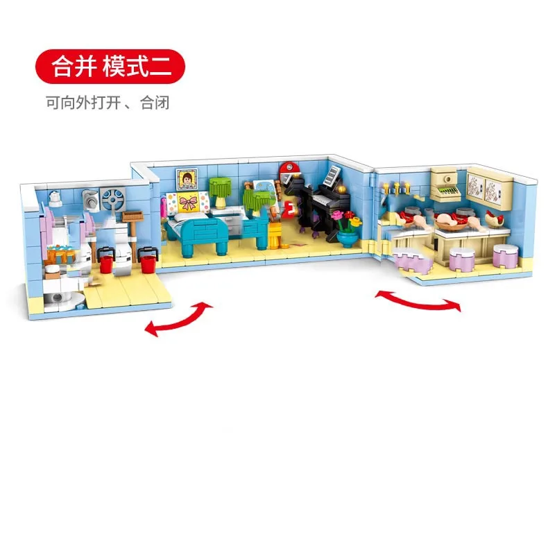 

Sembo blocks 4 IN 1 Bedroom Kitchen Room Friends Model Building Blocks MOC Accessories Furniture Kids DiyToys For Children Gifts