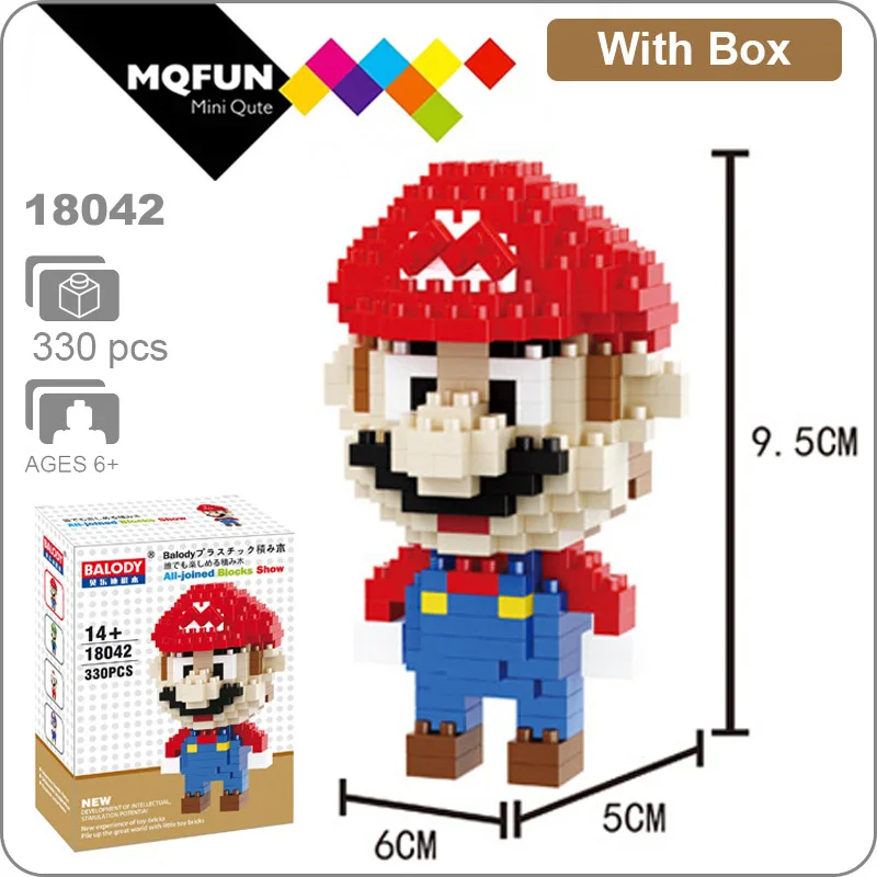 18042 With Box Balody Magic Blocks аниме мультфильм игры Йоши Супер Марио Wario мини блоки микро DIY строительные игрушки Фигурки подарки для детей - Цвет: 18042 With Box