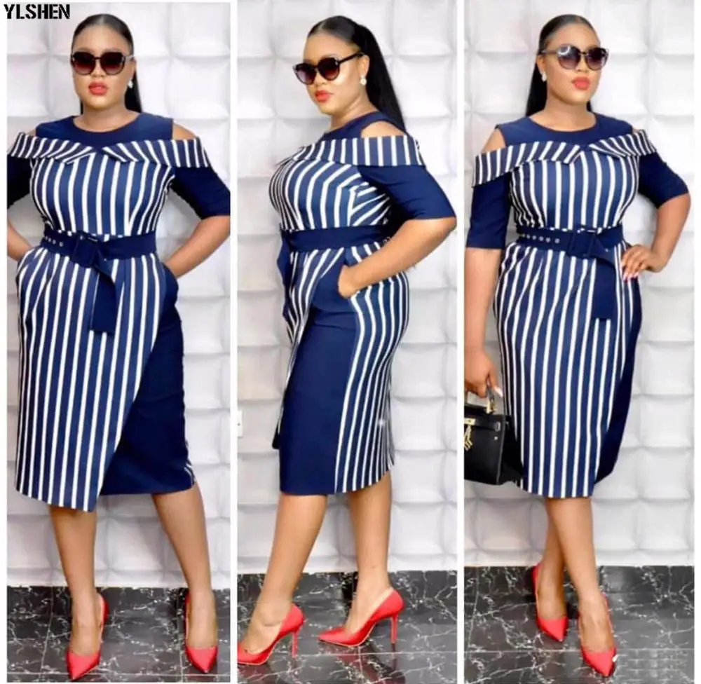 Платья в полоску для женщин африканском стиле Платье Одежда Анкары Модная