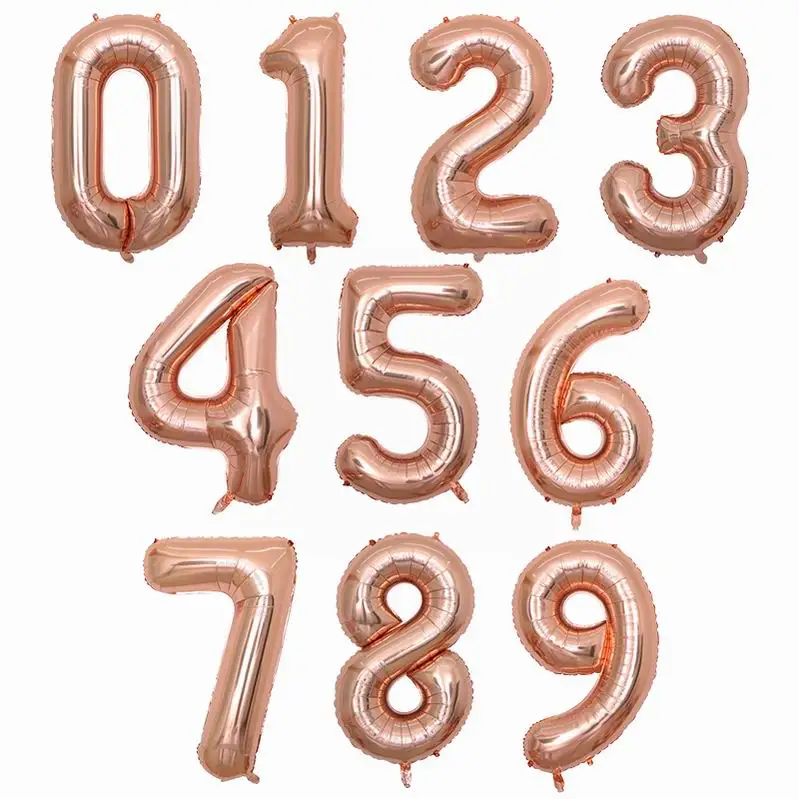 rose gold 2 шт 30/40 дюймовые розовые, золотые, серебряные фольгированные шары с цифрами поздравляют 13, 18, 21, 30, 40 лет взрослого дня рождения, Декор - Цвет: rose gold