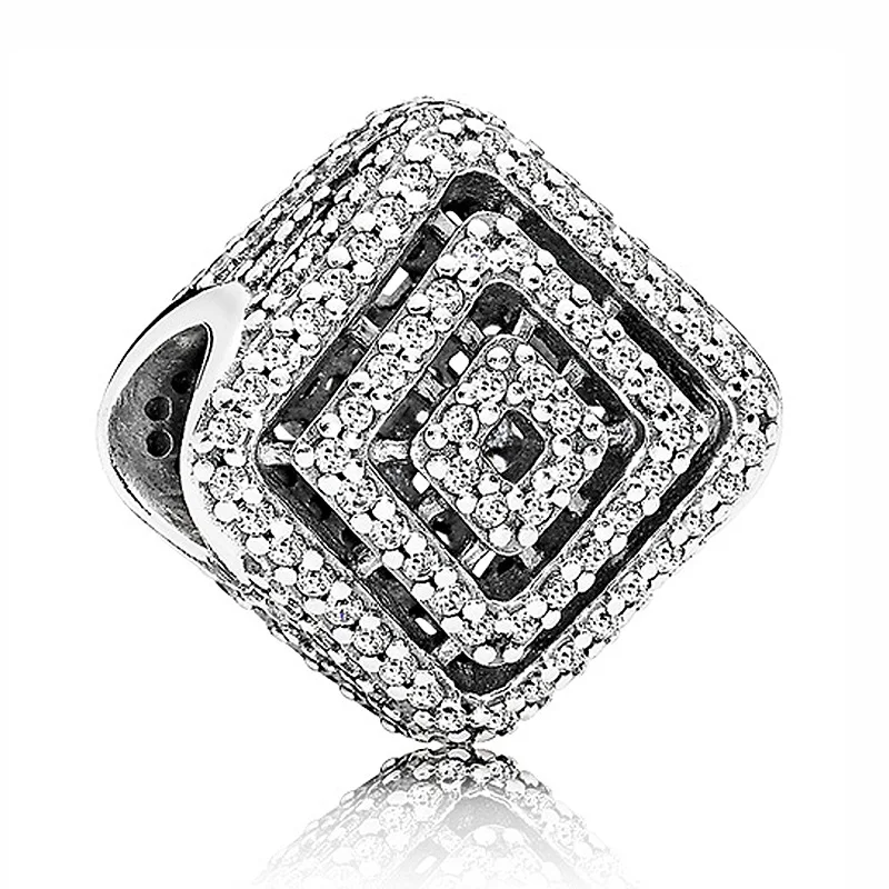

Original Shimmering Geometric Lines With Crystal Charm Diy Jewelry Fit 925 Sterling Silver Bead Popular Bracelet Necklace