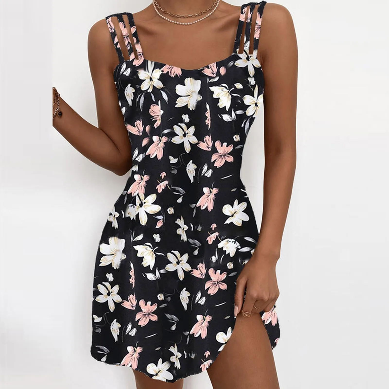 

Женское летнее платье без рукавов, с цветочным принтом
