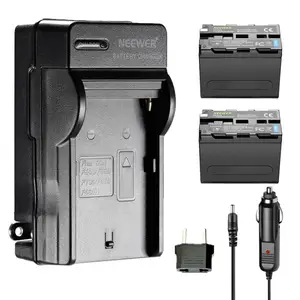 neewer 2 pieces 6600mah replacement battery for sony np f970 li ion battery and ac wall charger car and eu adapter and etc free global shipping