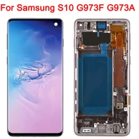 super amoled s10 lcd for samsung galaxy s10 display with black frame 6 1 sm g973f g973fds g973a lcd touch screen assembly