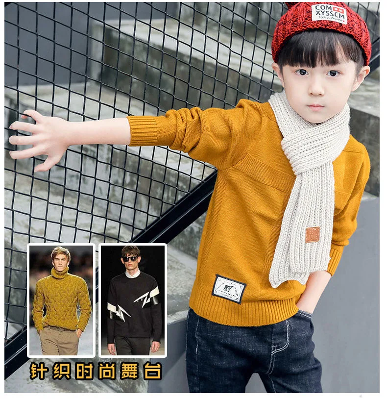 

2021 Toddler Boys Sweater For Kids Knitted Warm Tops Sweater Pullover Solid Color Children Sweaters Clothing 4 -12 Years