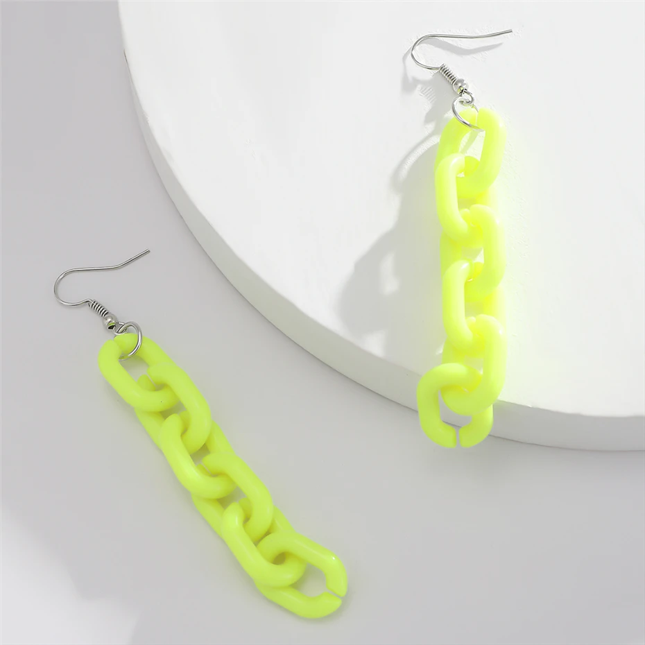 

IngeSight.Z Orange Color Acrylic Acetic Acid Dangle Drop Earrings Statement Resin Hanging Earrings Brincos for Women Jewelry