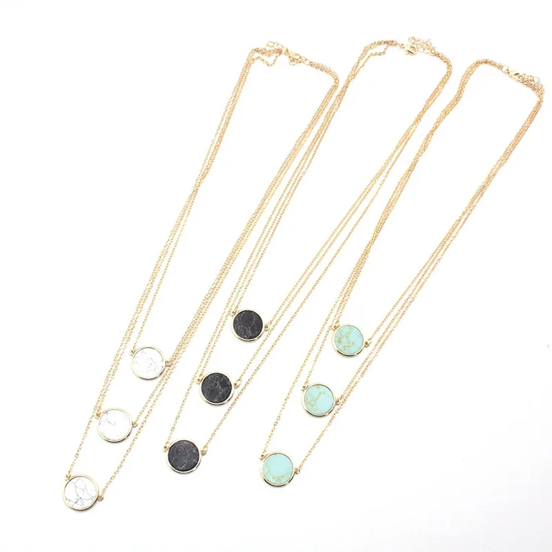 Женское черное белое зеленое ожерелье с кулоном из камня кормле Золотая цепочка