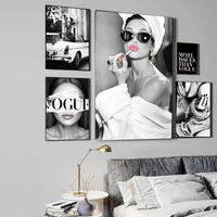 fashion poster wall art print black and white canvas painting vogue woman pictures for living room vintage fashion home decor