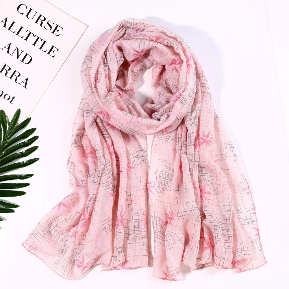 2020 New Coconut Tree Print Scarves Shawls Long Soft Viscose Silver Foil Wrap Scarf Hijab 7 Color Free Shipping |