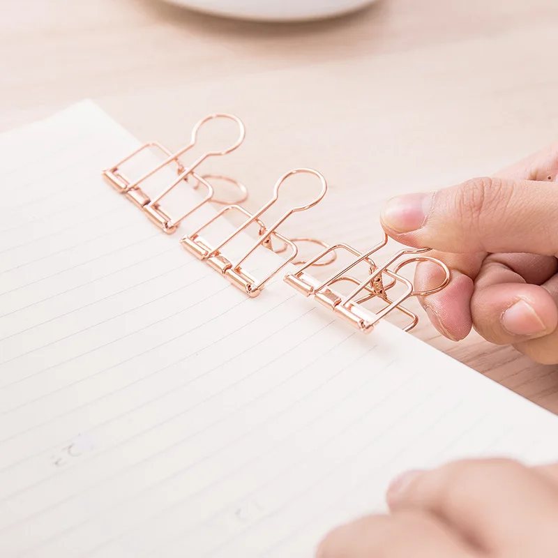 6/8 шт/набор розовое золото бумажные зажимы металлические выдолбленные скрепки