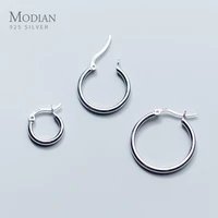 modian charm simple real 925 sterling silver big round hoop earrings for women fashion classic wedding sterling silver jewelry