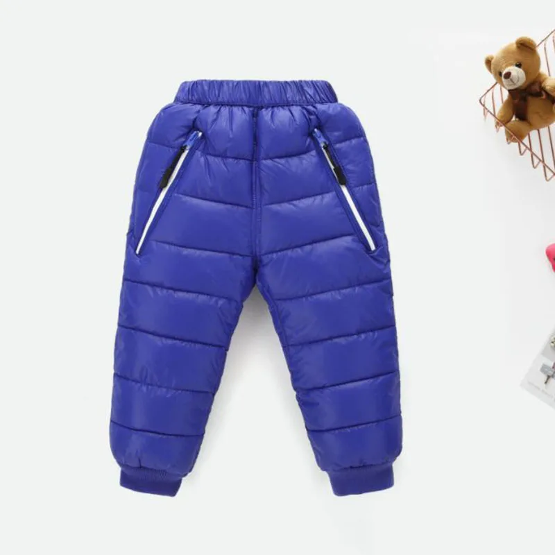 Детские штаны для мальчиков и девочек Длинные теплые зимние брюки на белом