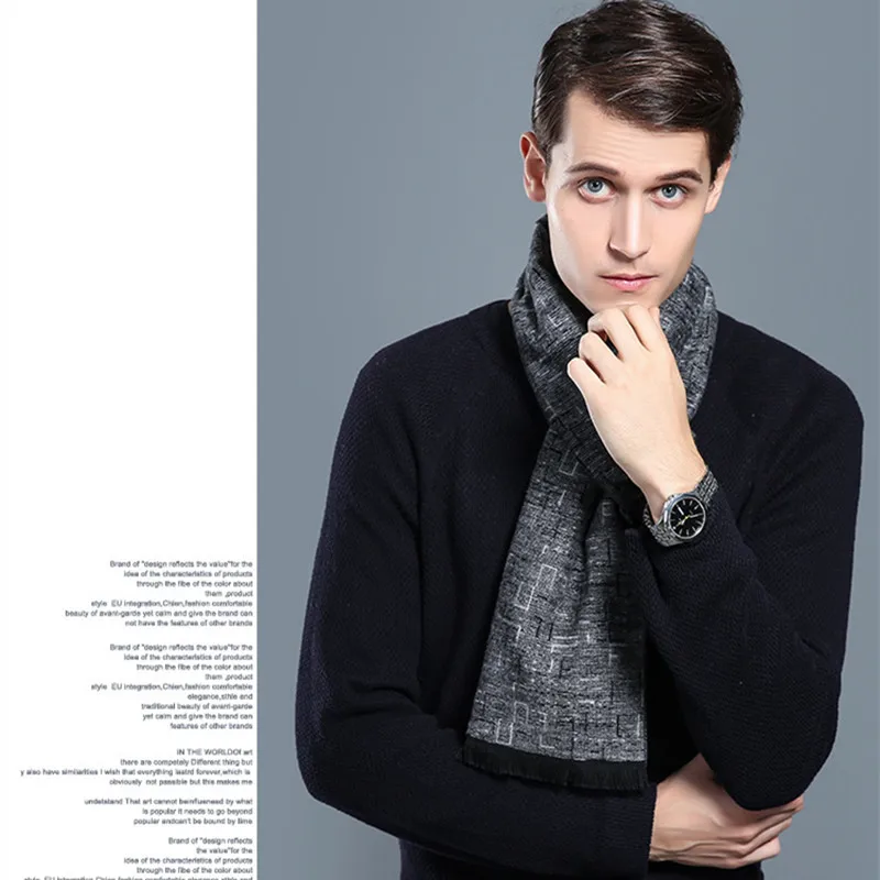

ZHUO Yimitation Cashmere Tassel Fashion New Gentleman Autumn and Winter Men's Scarf Imitation Cashmere Warm Scarf Scarf