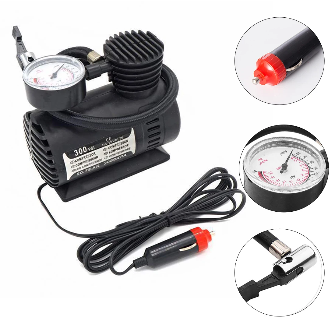 

Mini 300 PSI Tire Inflator Automotive Tire Pump Car Air Pump for Car Motorcycle Bike Air Compressor Tire Inflator Pump Car Parts