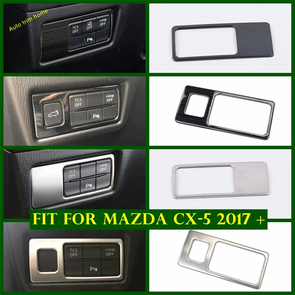 Cubierta de Panel de Control para luces delanteras de Mazda, accesorio embellecedor para luces delanteras, botón de interruptor, para Interior de Mazda CX-5 CX5 2017-2021, color negro/plateado
