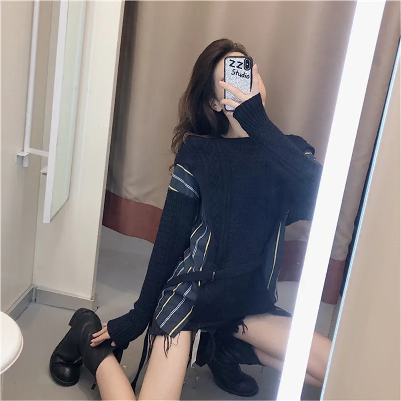 

Blue sweater spring and autumn 2020 new women's Korean version loose wear soft wind Knitted Top Women's long sleeves