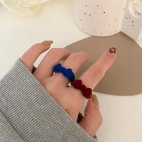 cute girly velvet ring retro blue bow open ring female party jewelry high quality women jewelry for party gift
