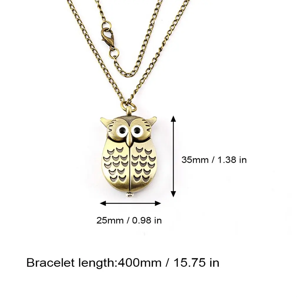 Stylish Cartoon Retro Bronze Owl Pocket Watch Sweater Chain Necklace Slide relogio de bolsob Unisex Kids Gift | Наручные часы