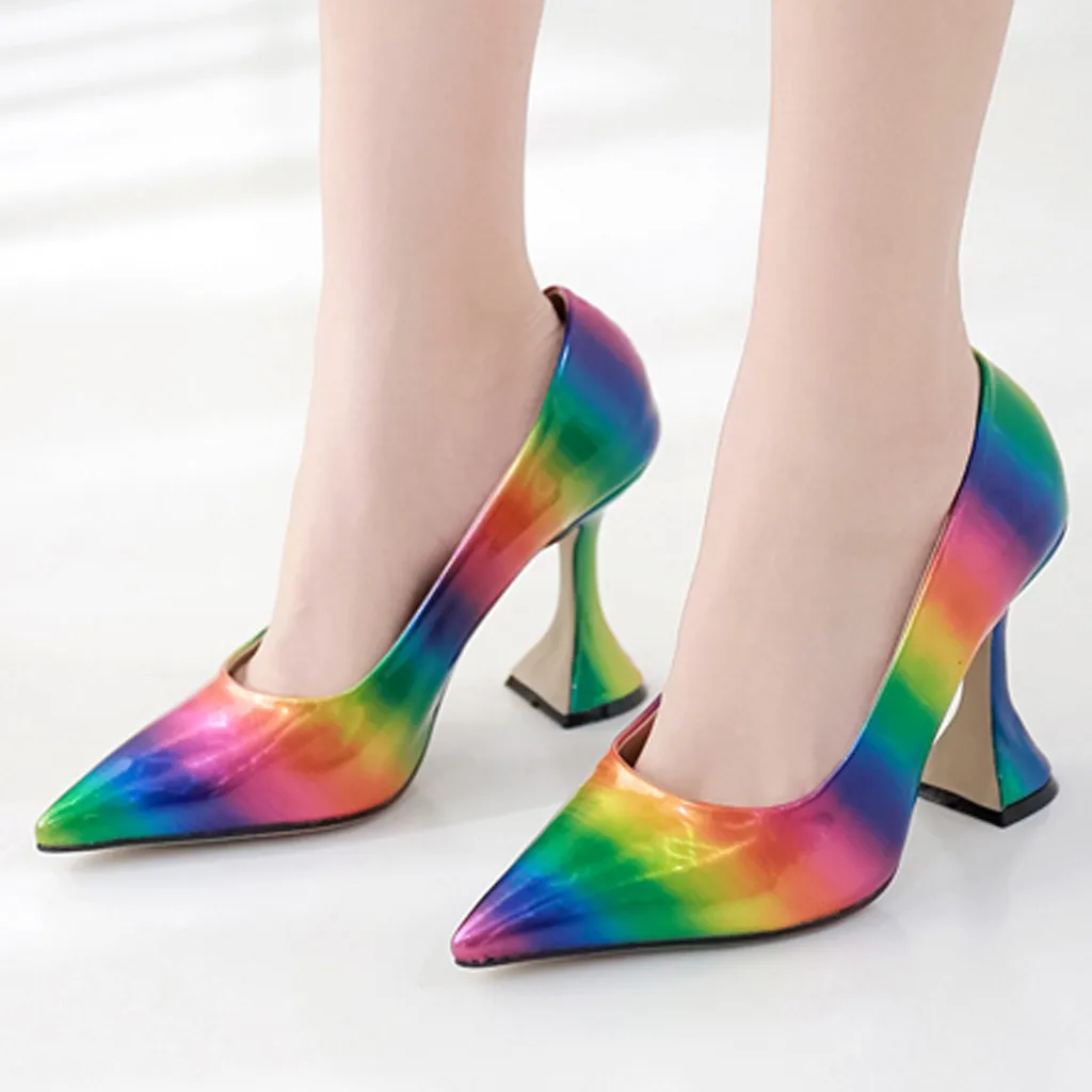 SAGACE/женские туфли на высоком каблуке радужного цвета с острым носком Женские
