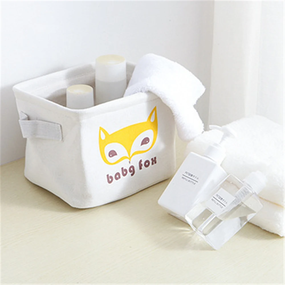 Хлопковая льняная настольная корзина для хранения коробка мелочей маленькая