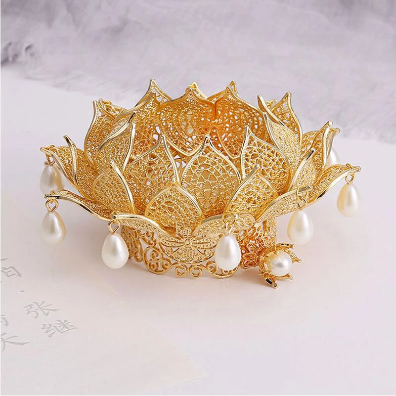

Royal lotus headdress fairy Jewelry Hanfu Headdress princess Crown Ancient Ways Headwear Costume Accessories
