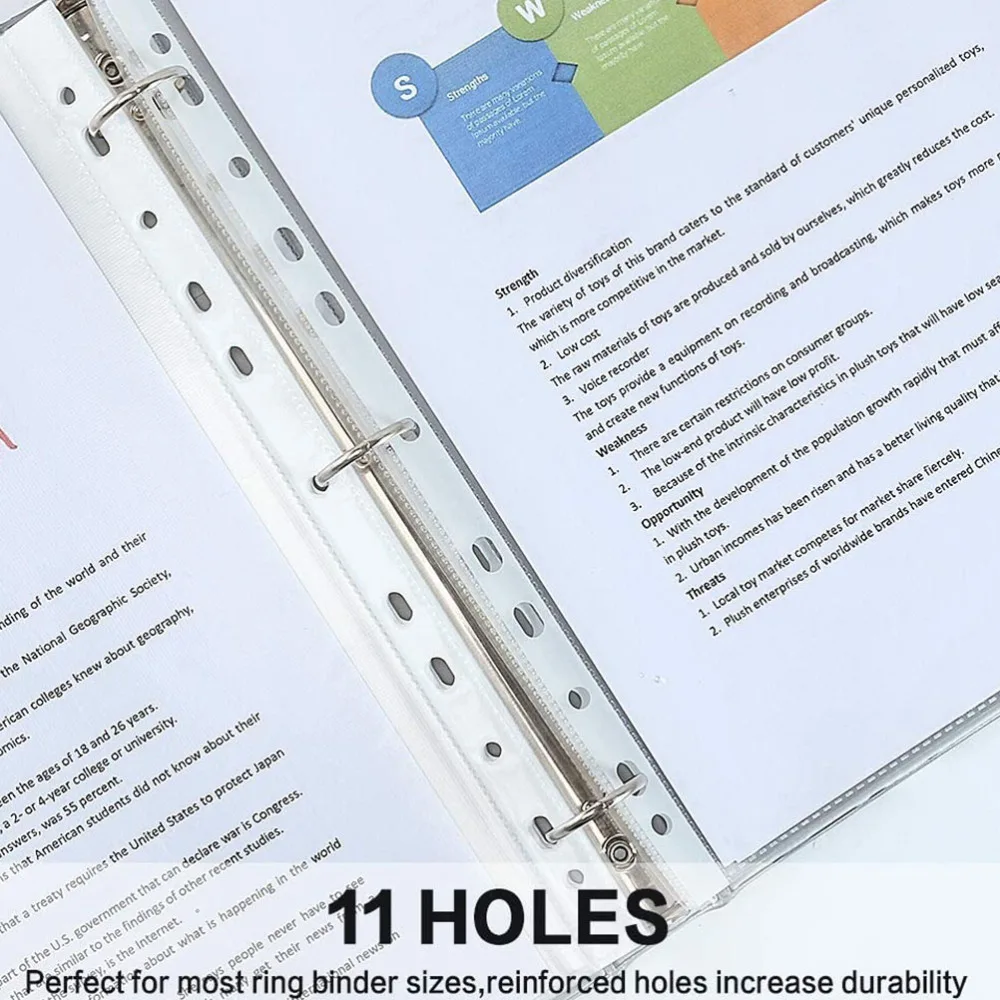 

200pcs Clear Page Protectors Loading Sheet Protectors for 11 Ring Binders
