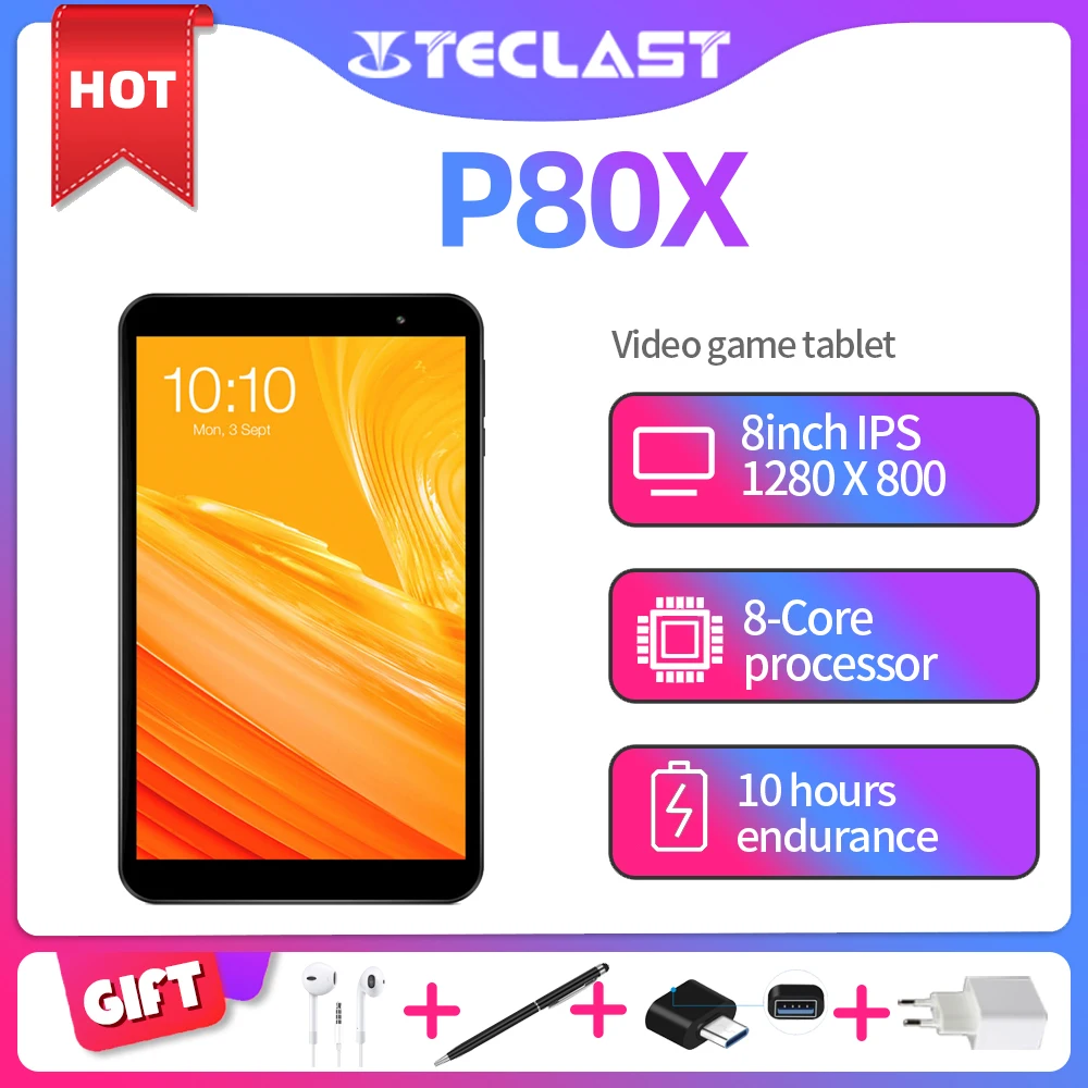 

Teclast планшет с 8-дюймовым дисплеем, восьмиядерным процессором SC9863A, ОЗУ 2 Гб, ПЗУ 32 ГБ, Android 1280, 800 x