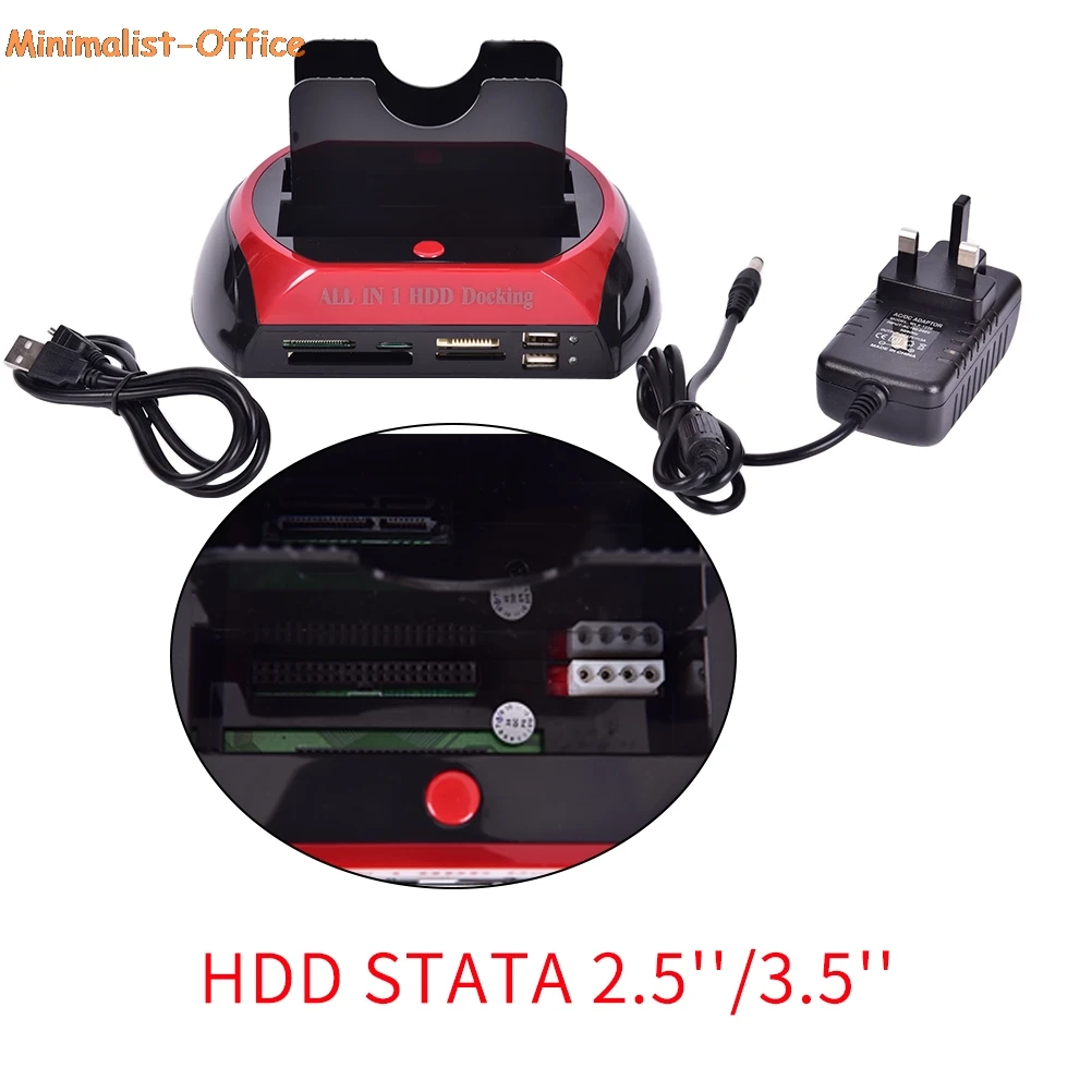 Mobile HDD Docking Station 2.5″/3.5″ IDE+SATA USB Dual Hard Drive Card Reader.