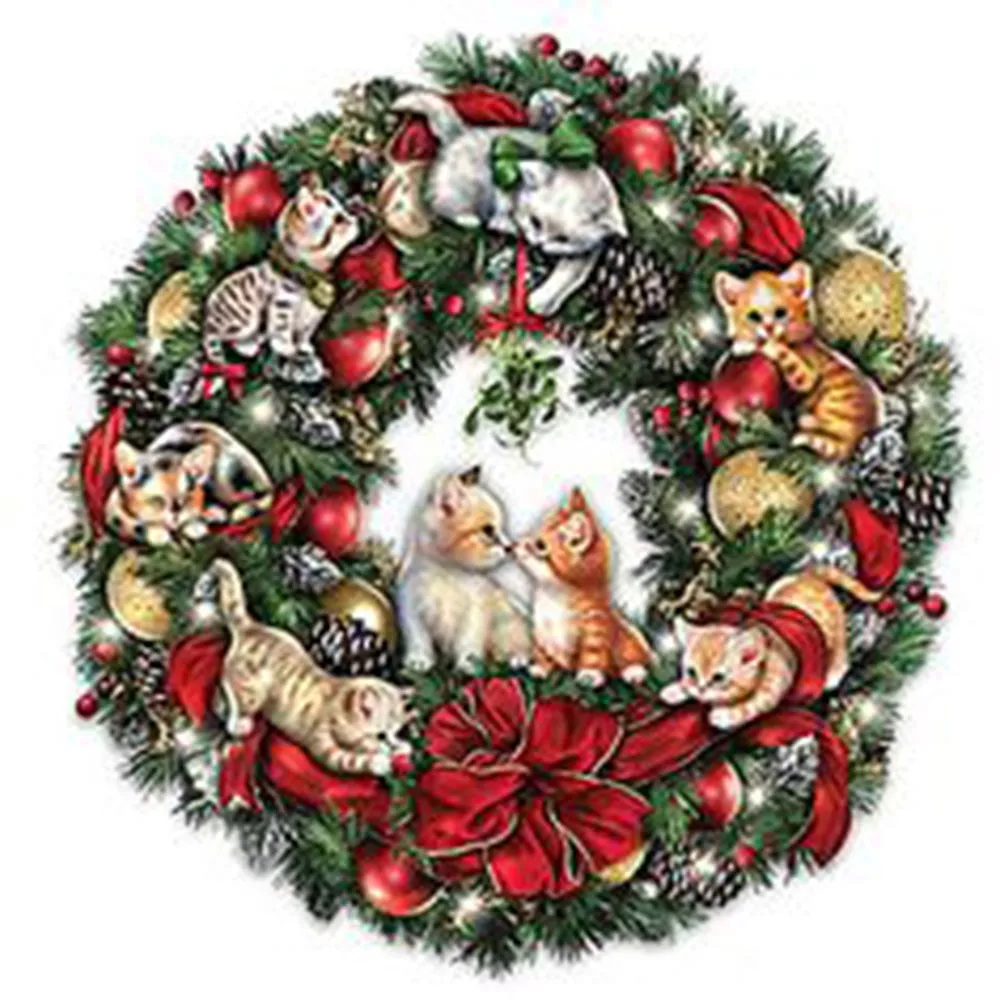 

Home Decor 5D Diamond Painting Xmas Wreath 30x30cm Art Crystal Wreath DIY