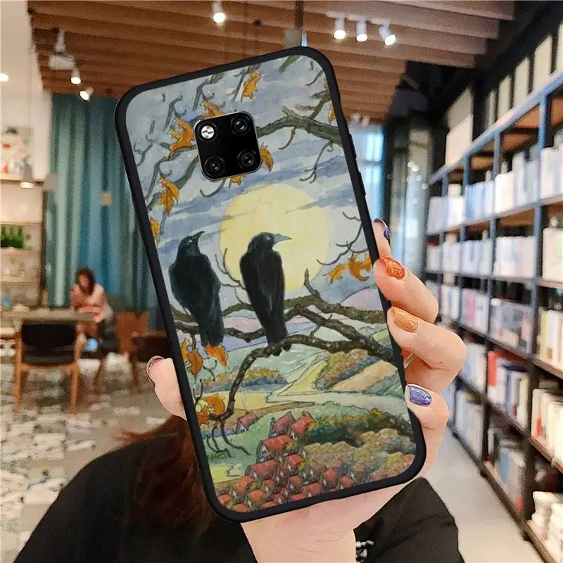 

Horror dark style crow animal Phone Case For Huawei Mate 9 10 20 Pro lite 20x nova 3e P10 plus P20 Pro Honor10 lite