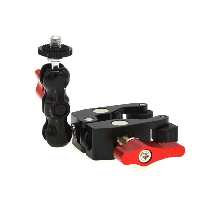 

SLR Camera Magic Arm Double Ball Head With Crab Claw Clip Universal Monitor Bracket BallHead Clamp Super 1/4" Holder Stand