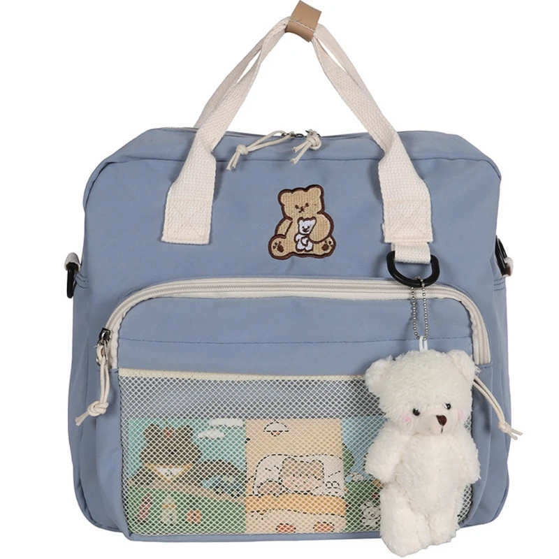 

Cute Bear Labeling Print Backpack Mesh Front Pocket Handbag Multipurpose Teenage C90E