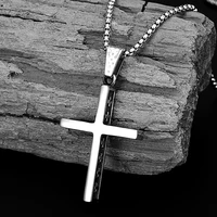 stainless steel glossy cross pendant necklace personality casting men and women ghost head cross hip hop rock punk sweater chain