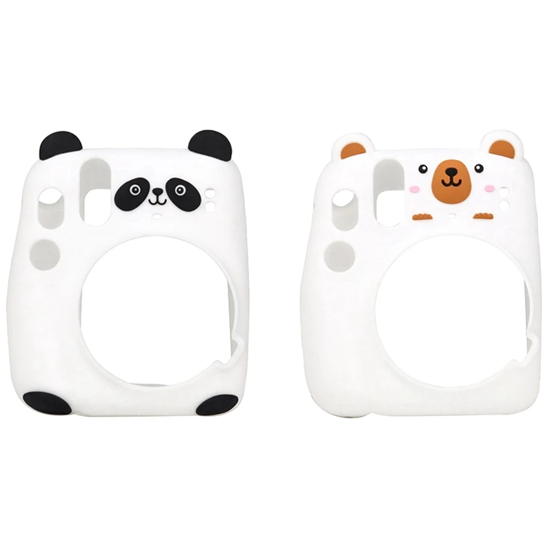 

2 Pcs Camera Protective Case Bag Cover Silicone Anti-Fall PVC Cartoon Camera Covers, A & B