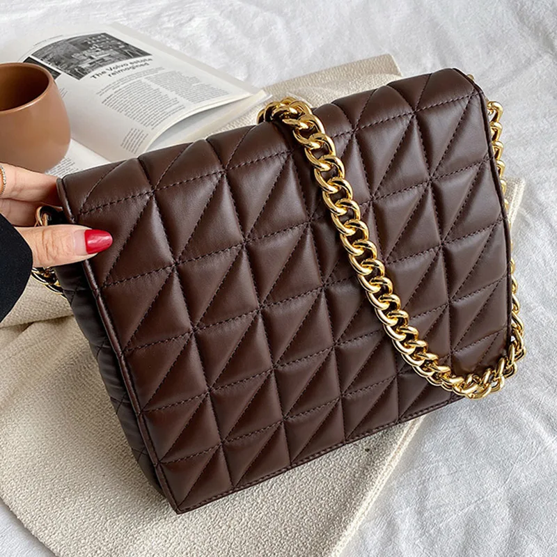 Женские сумочки на плечо с цепочкой зеленые и фиолетовые квадратные из