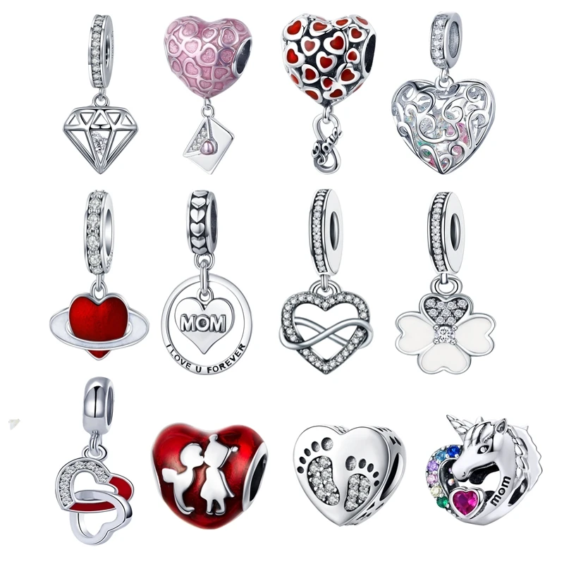 Bisaer Лидер продаж 925 стерлингового серебра блестящая сердце Форма ожерелье кулон