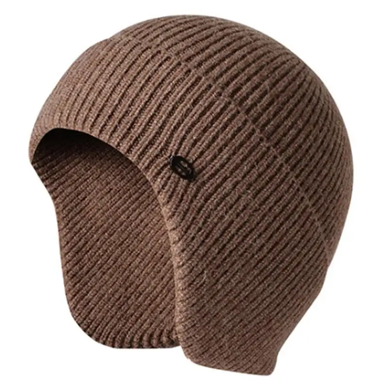 

Unisex Knitted Bomber Beanie Hat Winter Warm With Ear Flaps Ski Cap