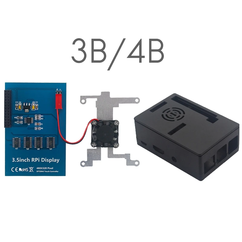 

Для Raspberry Pi 3,5 дюйма дисплей + комплект оболочки HD контактный экран можно одновременно установить экран и вентилятор
