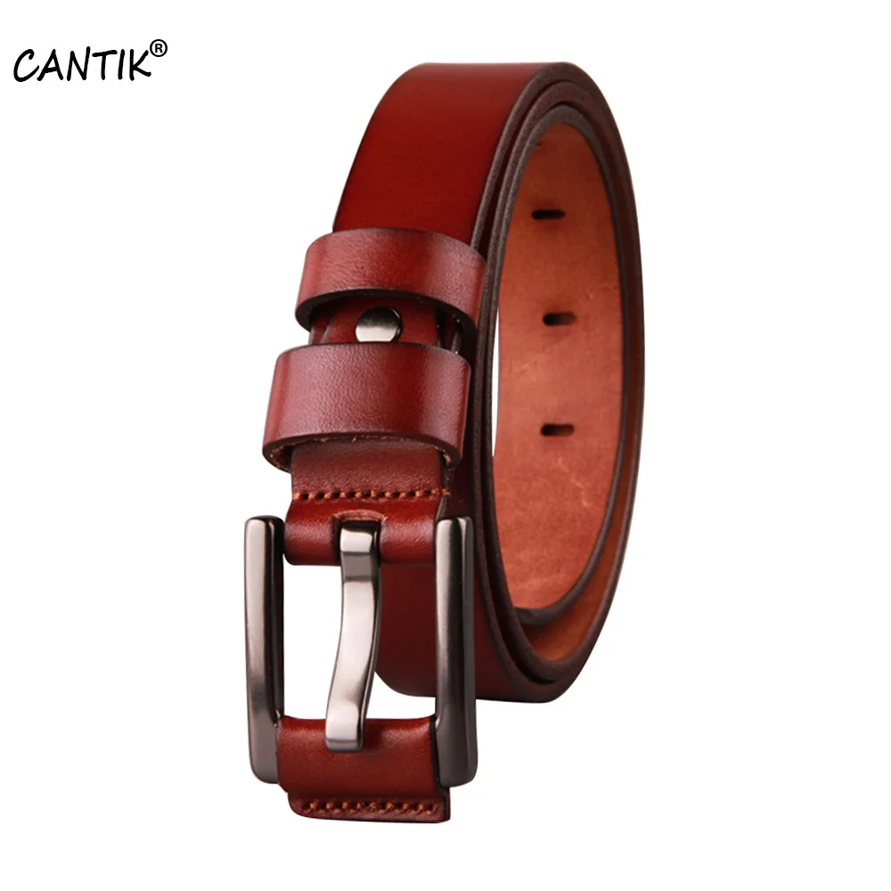 CANTIK Ladies Top Quality Cowskin Belts Cow Leather Cover Alloy Pin Buckles Jeans Clothing Accessory Women 2.6cm Width FCA037