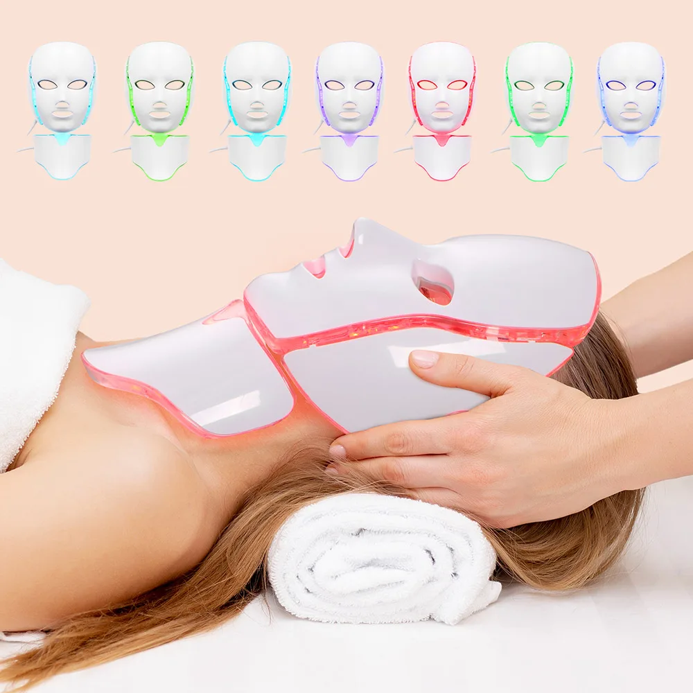

LED Photon Facial&Neck Mask Photodynamic Acne Therapy PDT Skin Rejuvenation Beauty 7 Colors