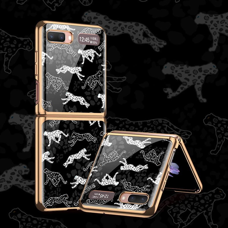 

Animal Patterned Electroplate Glass Case For Samsung Galaxy Z Flip 5G Case Hard PC Back Protective Cover For Galaxy Z Flip